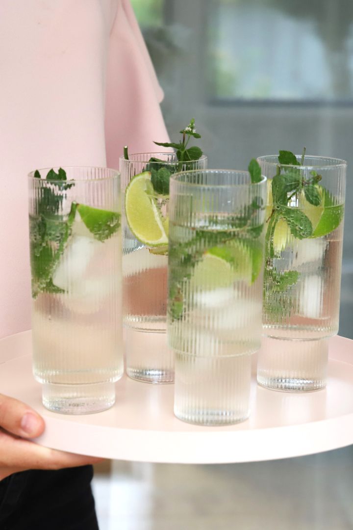 Here you can see the Ripple long drink glasses from ferm LIVING, perfect for refreshing mojitos.