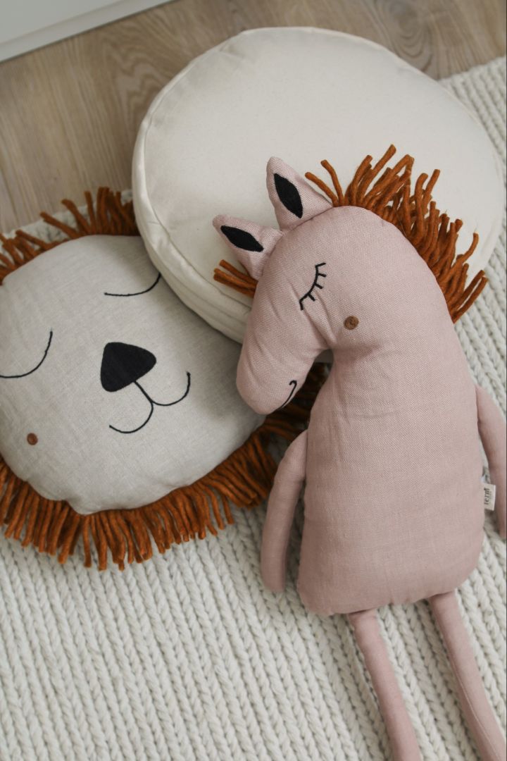 These playful horse and lion cushions from ferm LIVING are ideal accessories for your children's room.  