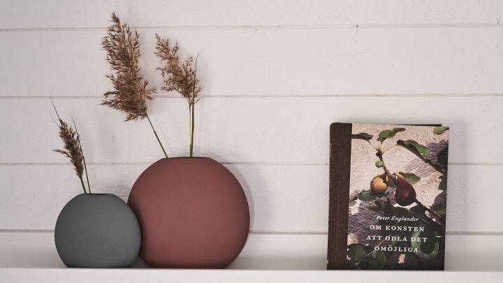A small gray and large red Pastille vase from Cooee Design perfect for decorating a cosy corner.