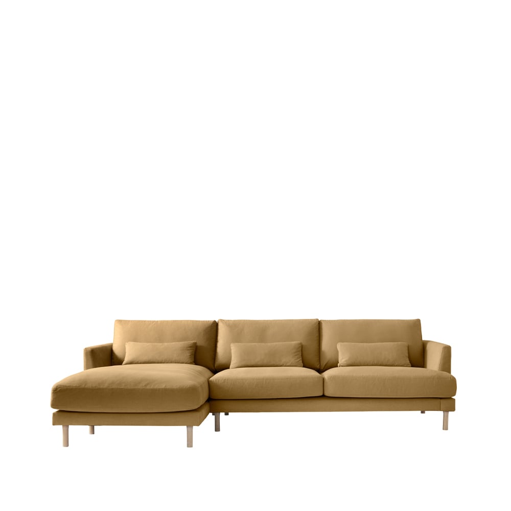 1898 Bredhult C2 modul sofa Fabric mustard. White oiled oak legs