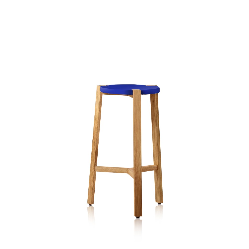 A2 Happy Barstool low Blue, oak legs