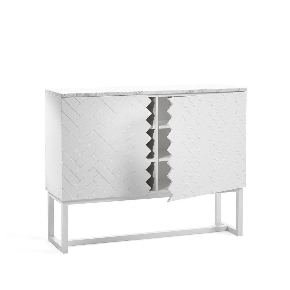 A2 Story Side table White, white marble top, white stand