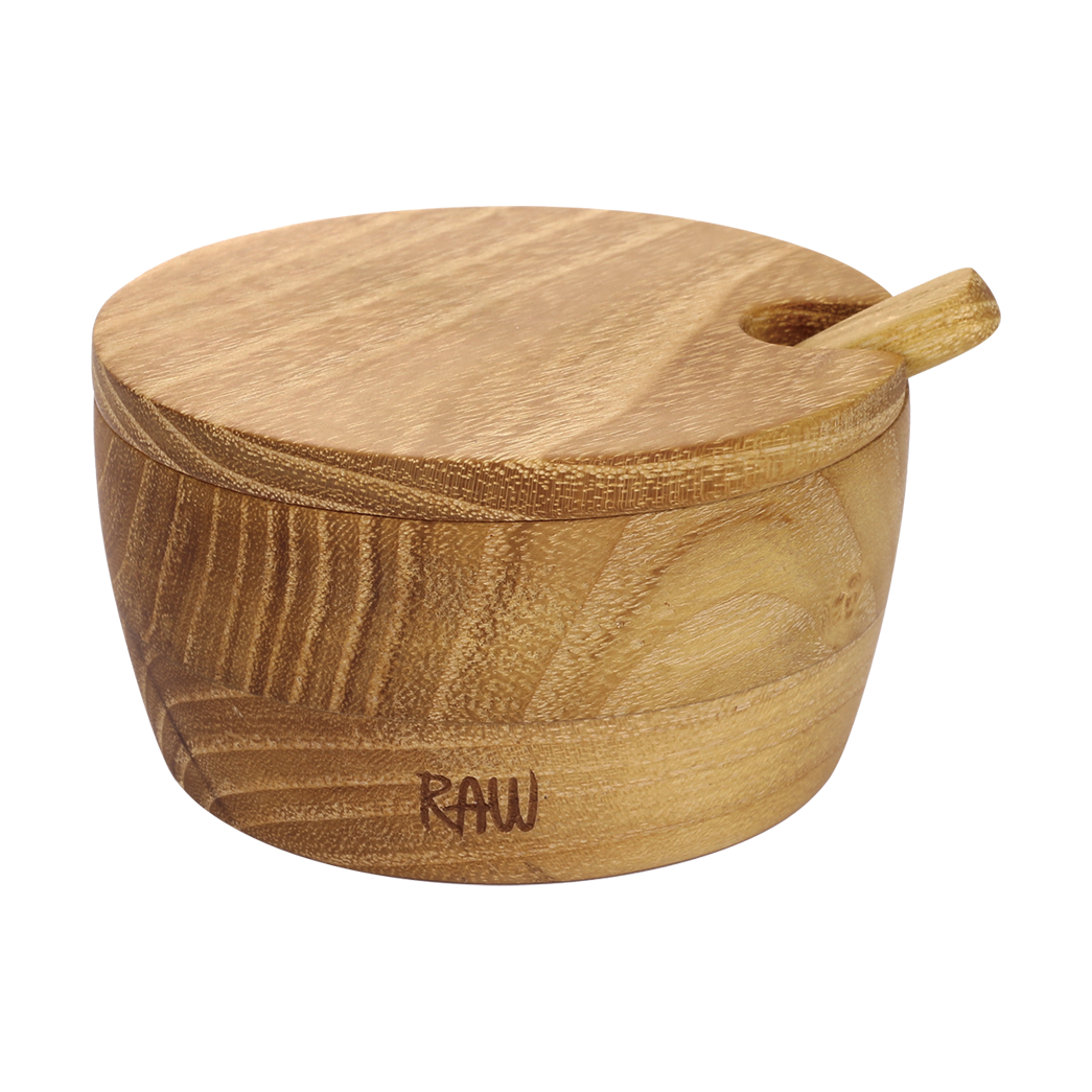 Aida Raw salt bowl incl. spoon and lid Teak