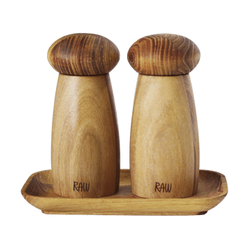 Raw salt & pepper grinder incl tray - Teak - Aida