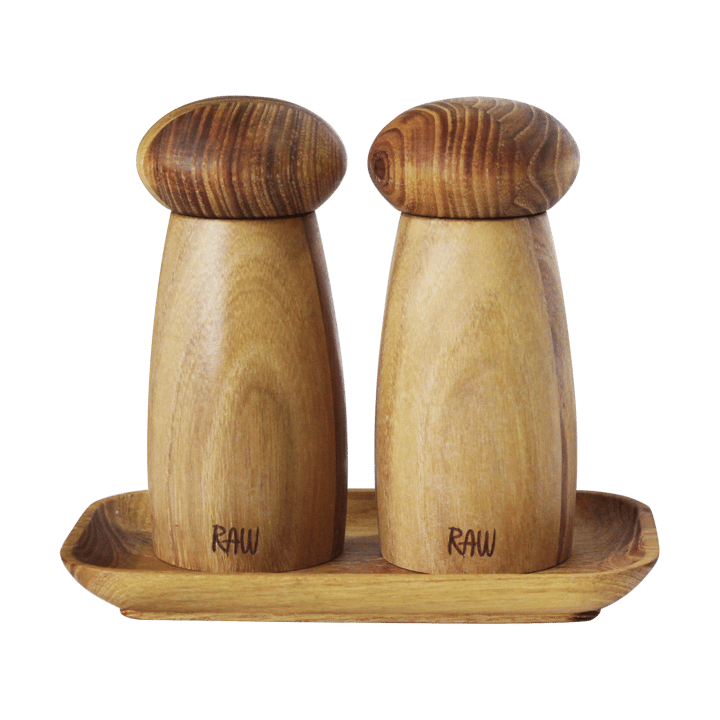 Raw salt & pepper grinder incl tray - Teak - Aida