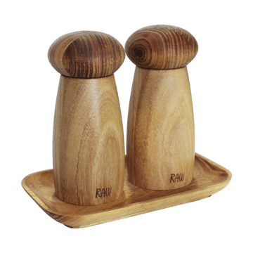 Raw salt & pepper grinder incl tray - Teak - Aida