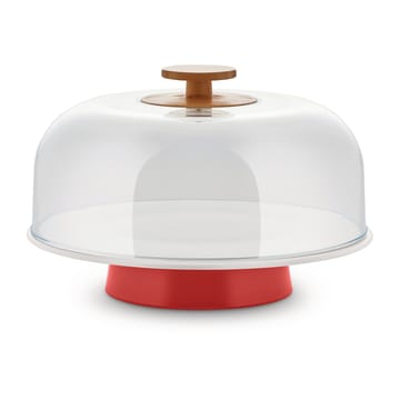 Mattina cake stand with glass cover - Red - Alessi