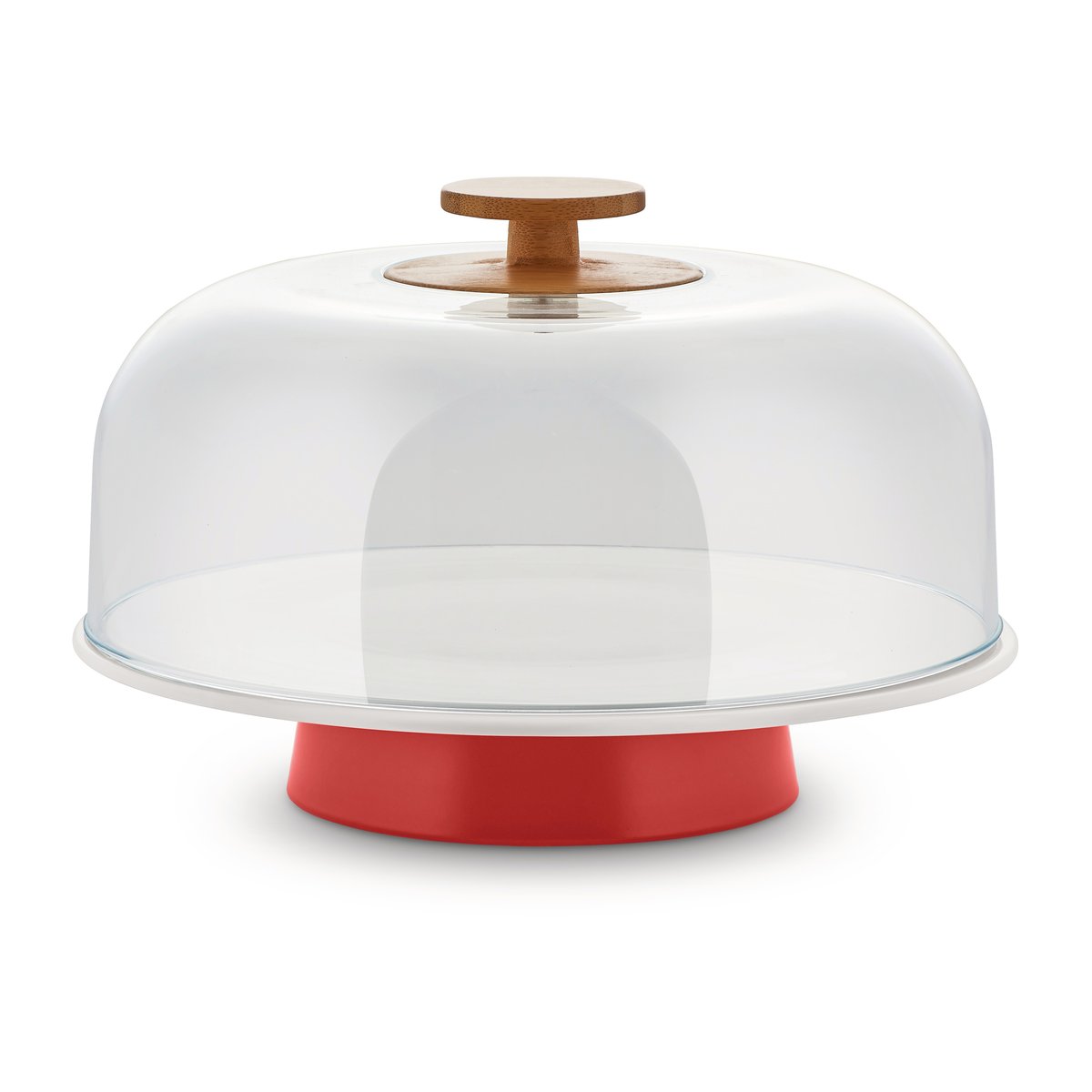 Alessi Mattina cake stand with glass cover Red