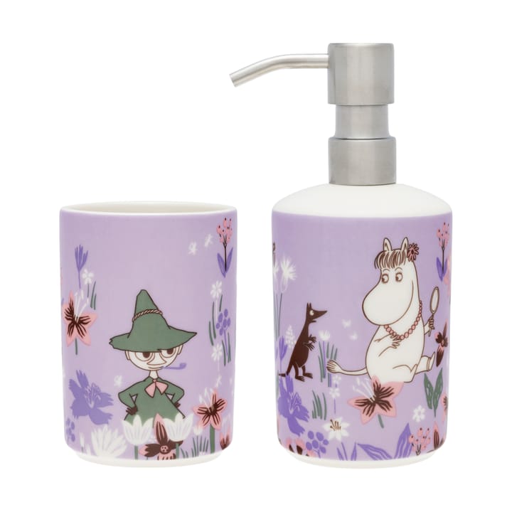 Moomin soap dispenser and toothbrush holder - Flower garden - Arabia