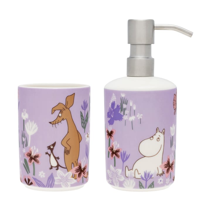 Moomin soap dispenser and toothbrush holder - Flower garden - Arabia