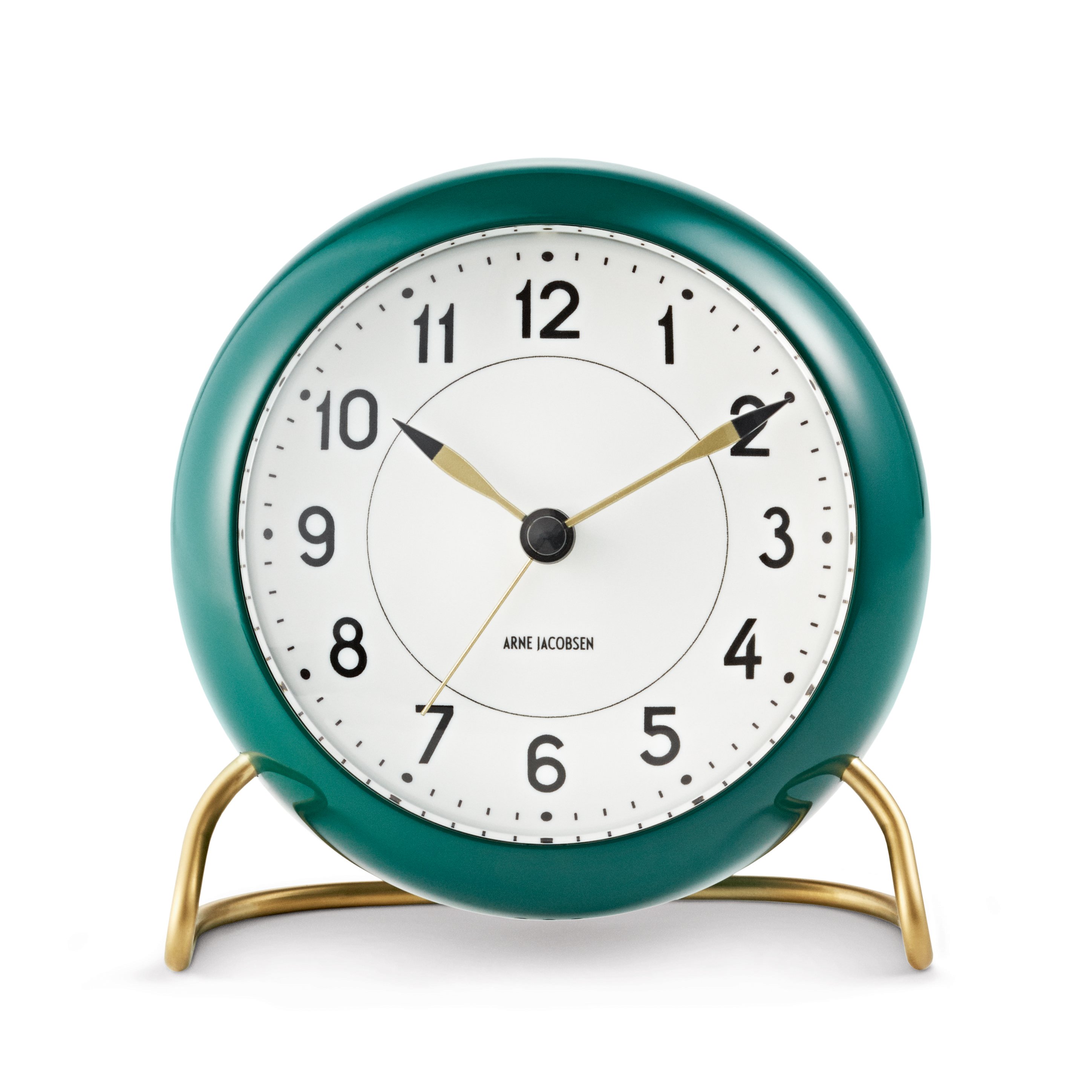 AJ Station table clock green from Arne Jacobsen Clocks