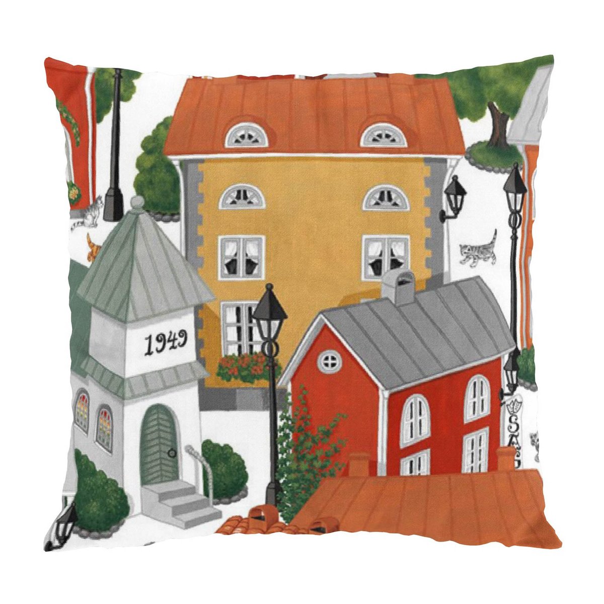 Arvidssons Textil Lyckeby blommar pillowcase Red-orange