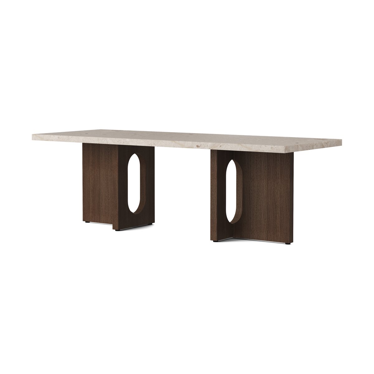 Audo Copenhagen Androgyne lounge table Sand/kunis breccia, dark stained oak legs