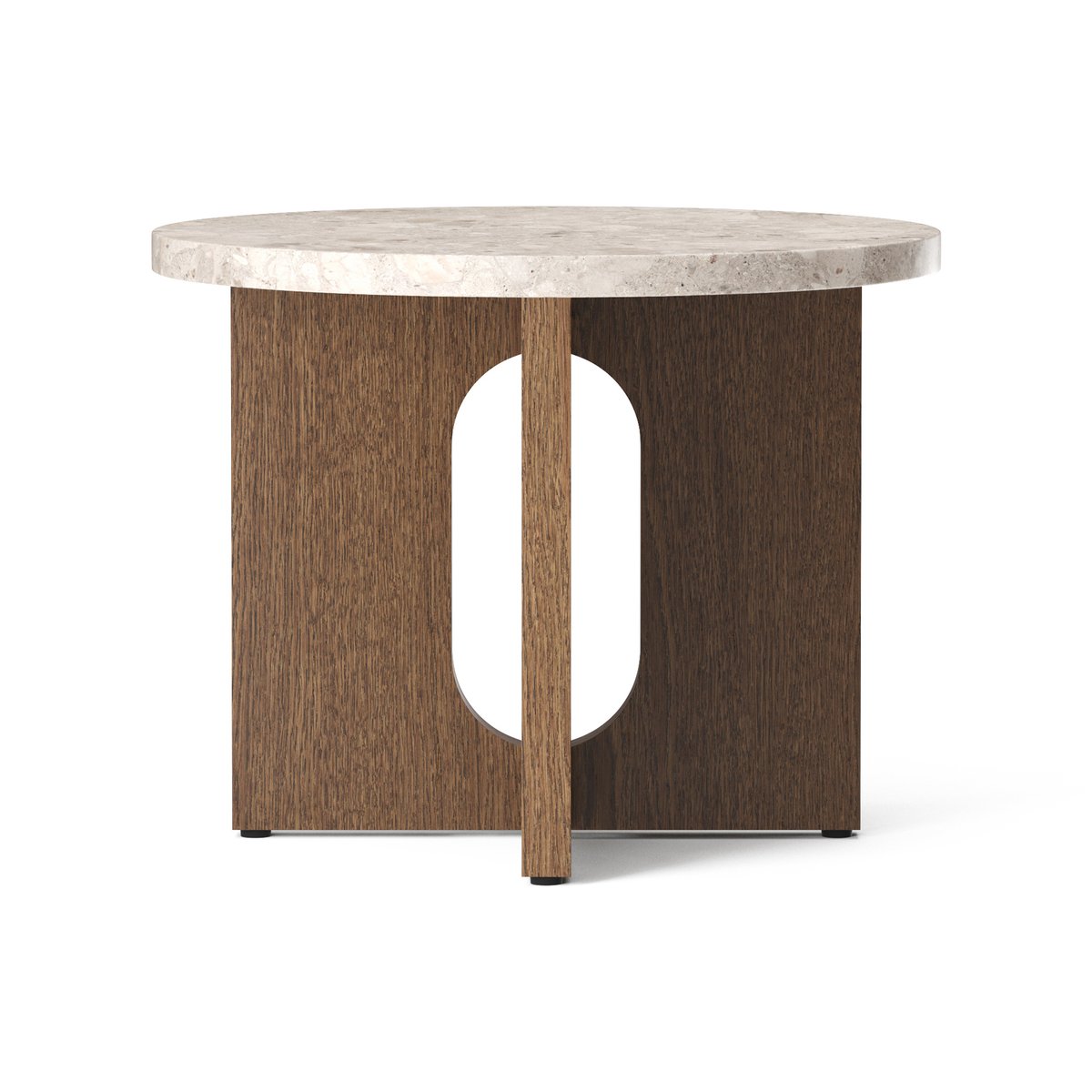 Audo Copenhagen Androgyne side table Ø50 cm dark-stained oak Kunis Breccia table top