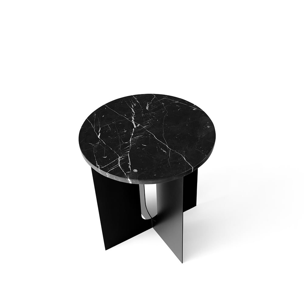 Audo Copenhagen Androgyne side table Marble black, ø42 cm, black steel stand