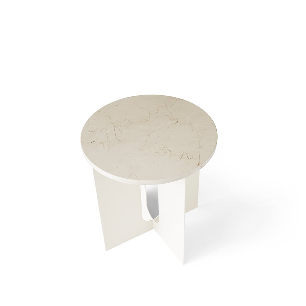 Audo Copenhagen Androgyne side table Marble ivory, ø42 cm, ivory steel stand