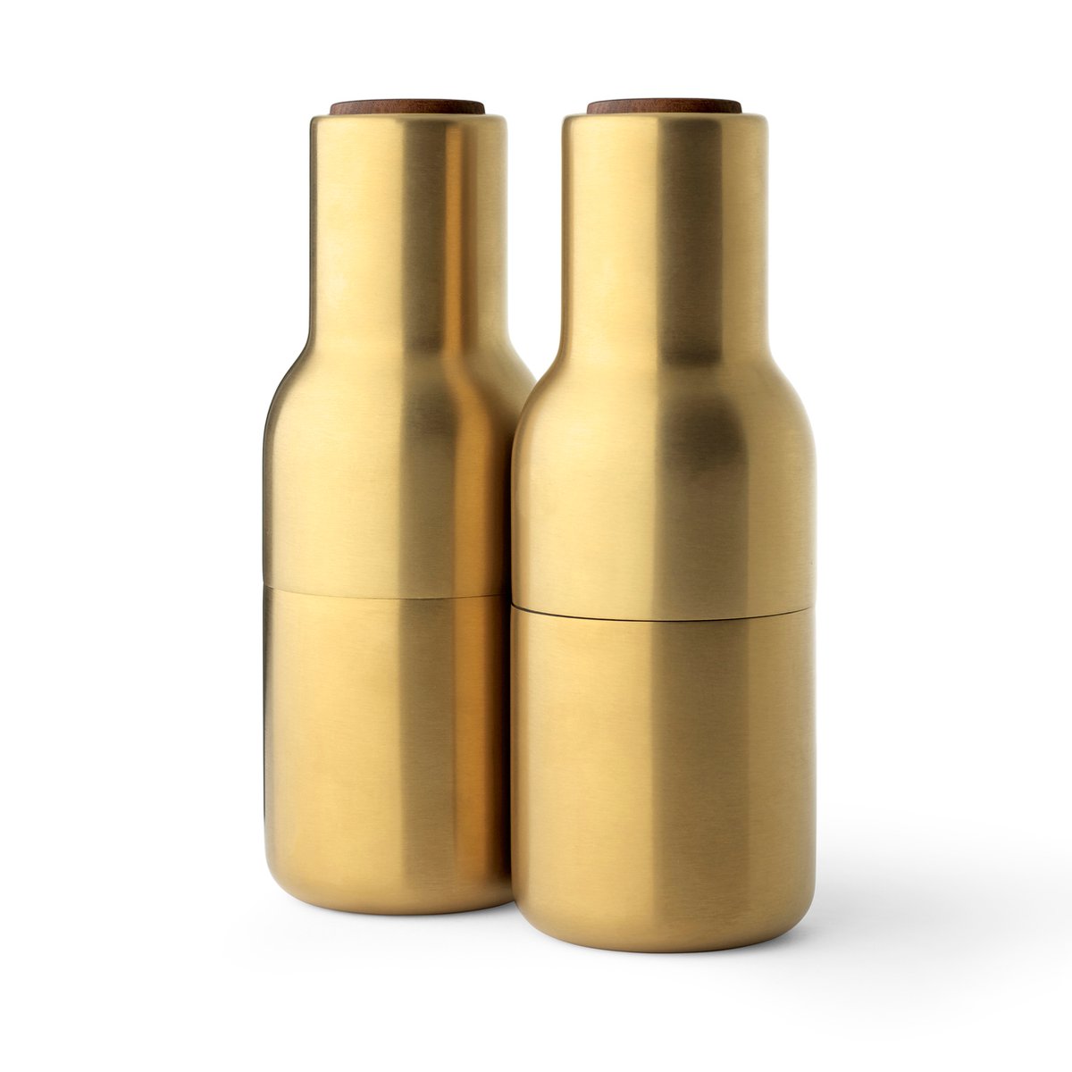 Audo Copenhagen Bottle Grinder spice mill metal  2-pack brushed brass (wallnut lid)