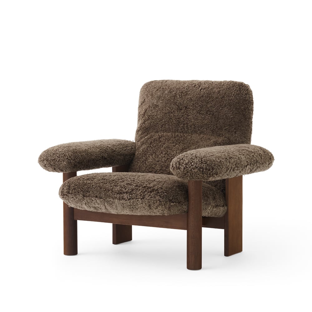 Audo Copenhagen Brasilia armchair Sheepskin root brown, dark stained oak legs