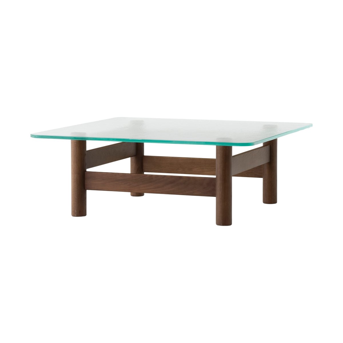 Audo Copenhagen Brasilia coffee table 100x100 cm Dark stained oak-clear glass