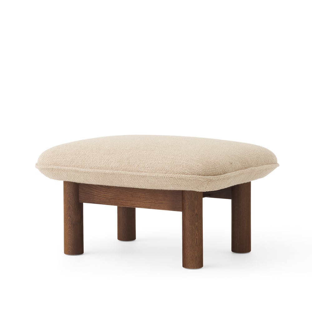 Audo Copenhagen Brasilia footstool Bouclé 02 beige-dark stained oak