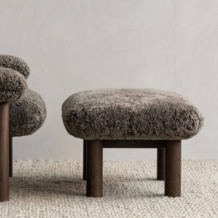 Brasilia footstool, Bouclé 02 beige-dark stained oak Audo Copenhagen