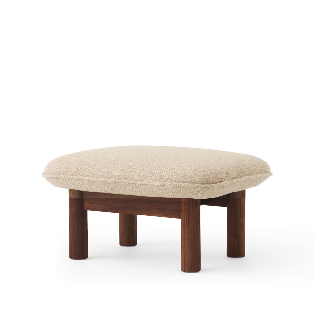 Audo Copenhagen Brasilia footstool Bouclé 02 beige-walnut legs