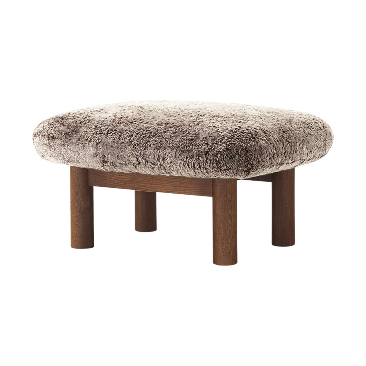 Audo Copenhagen Brasilia footstool Dark oak-Sahara sheepskin curly