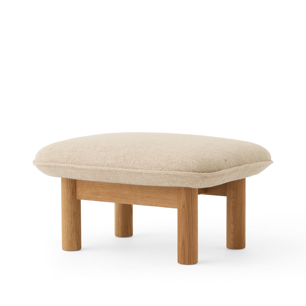 Audo Copenhagen Brasilia footstool Fabric bouclé 02 beige, oak legs