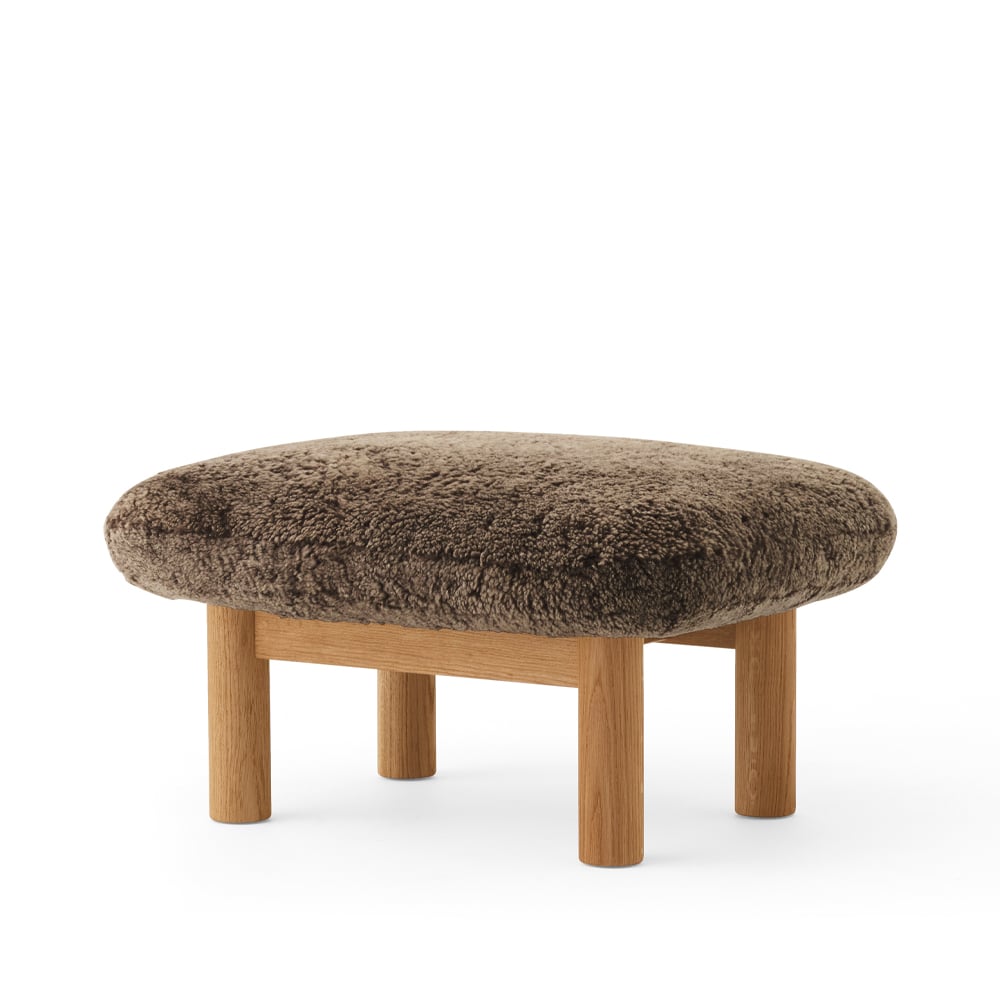 Audo Copenhagen Brasilia footstool Sheepskin root brown, oak legs