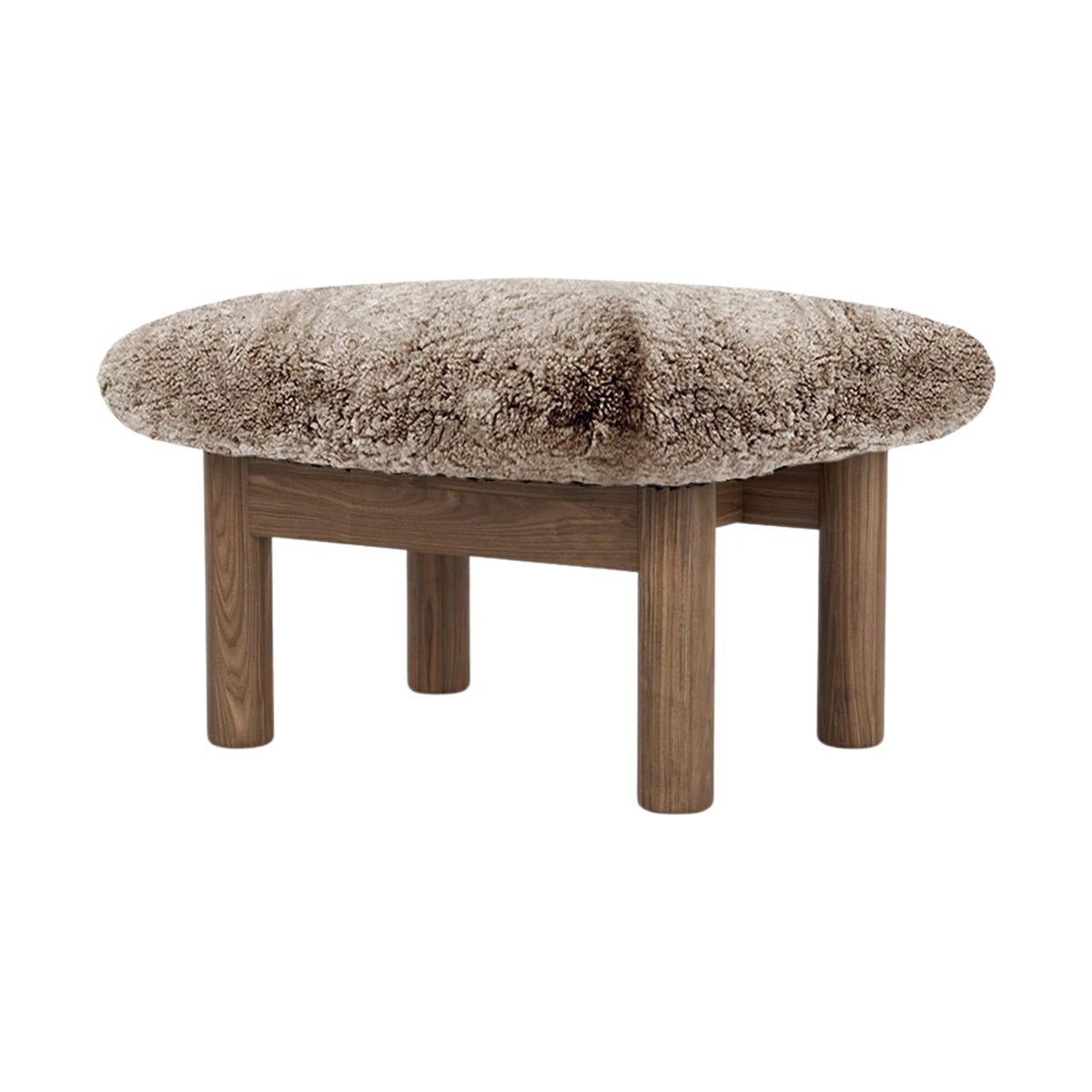 Audo Copenhagen Brasilia footstool Walnut-Sahara sheepskin curly