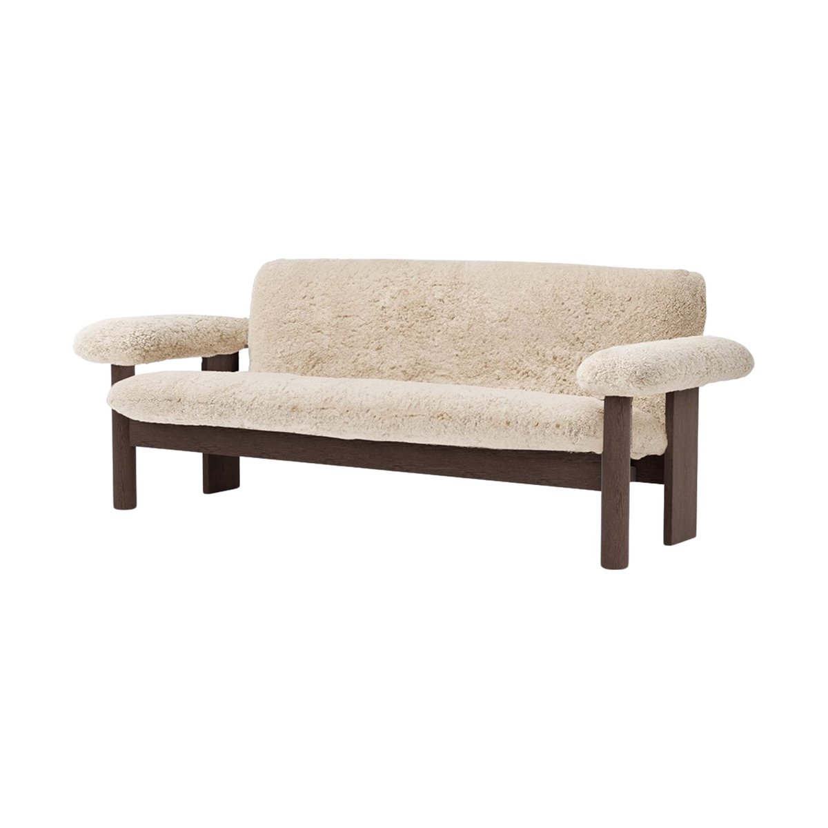 Audo Copenhagen Brasilia sofa 2-seats Dark oak-Nature sheepskin curly