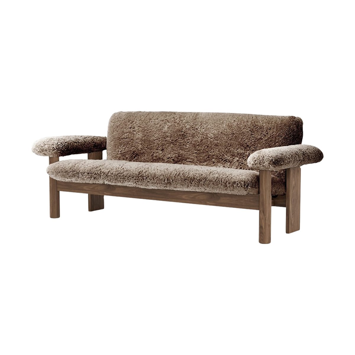 Audo Copenhagen Brasilia sofa 2-seats Walnut-Sahara sheepskin curly