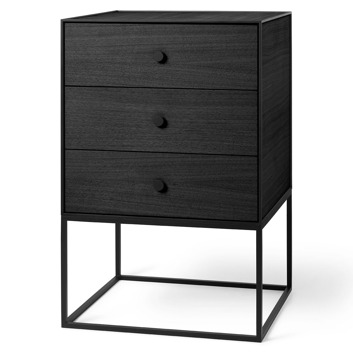 Audo Copenhagen Frame 49 side table with three drawers black-stained ash wood