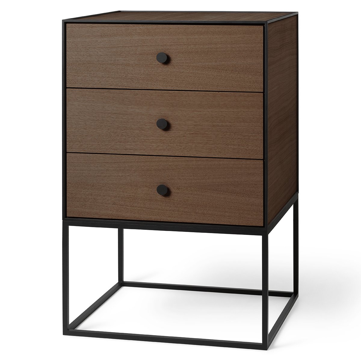 Audo Copenhagen Frame 49 side table with three drawers smoked oak