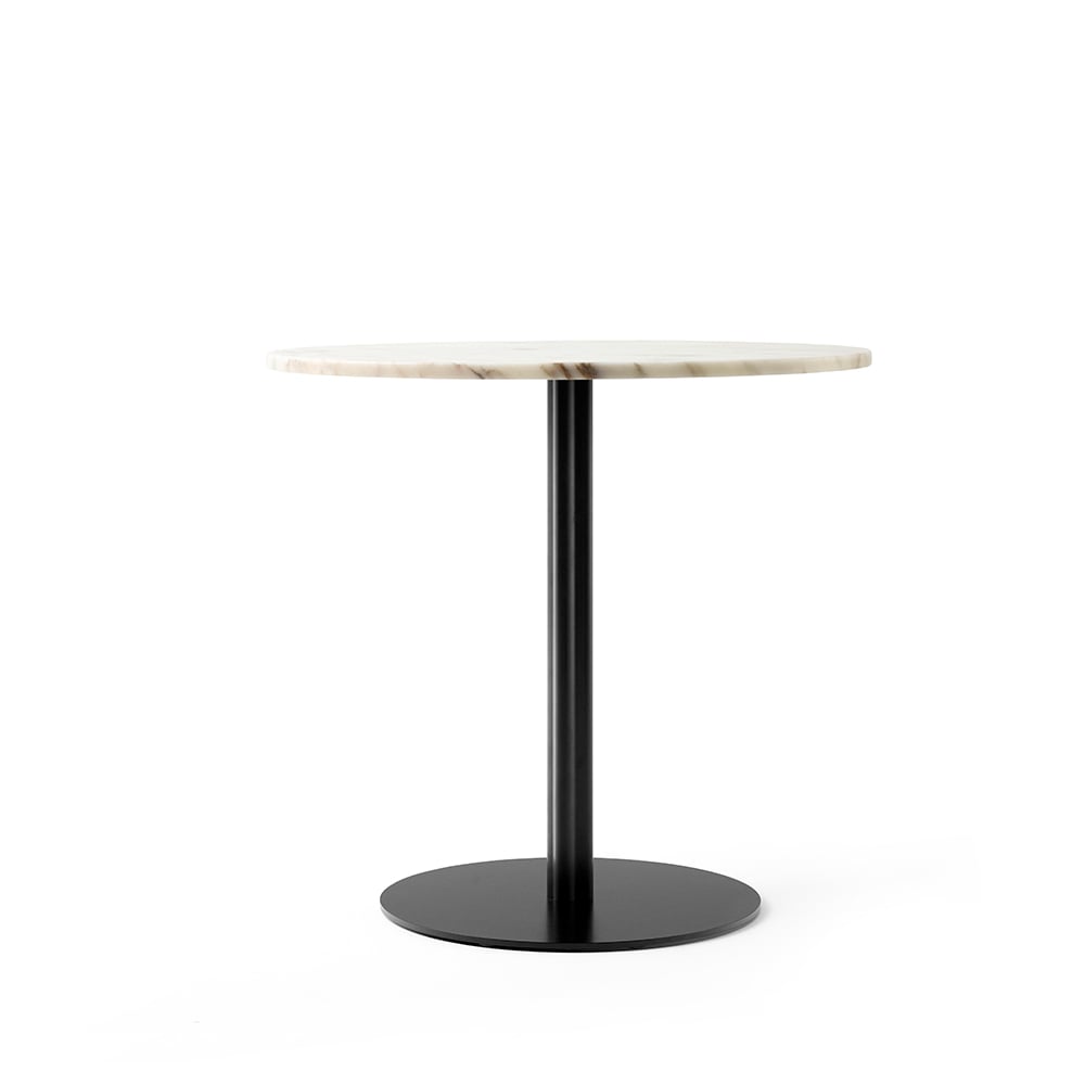 Audo Copenhagen Harbour Column dining table Marble off white. ø80 cm. black stand