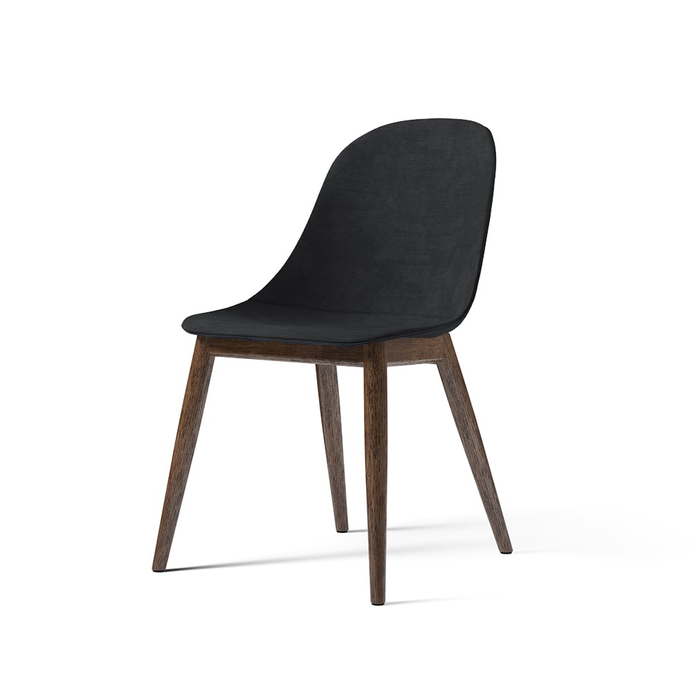 Audo Copenhagen Harbour side dining chair, upholstered seat Fabric remix 173 dark grey, legs in dark stained oak