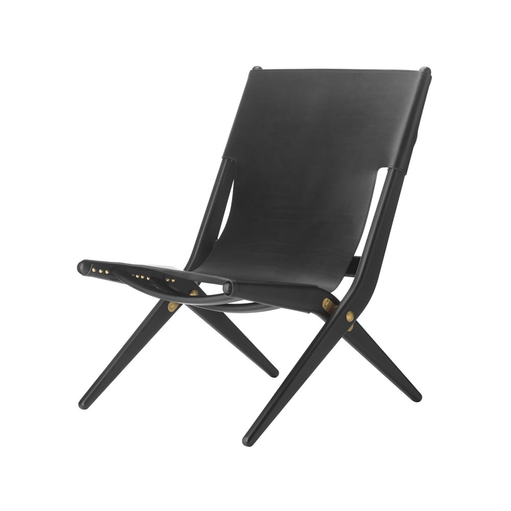 Audo Copenhagen Saxe armchair Leather black, black stained oak legs