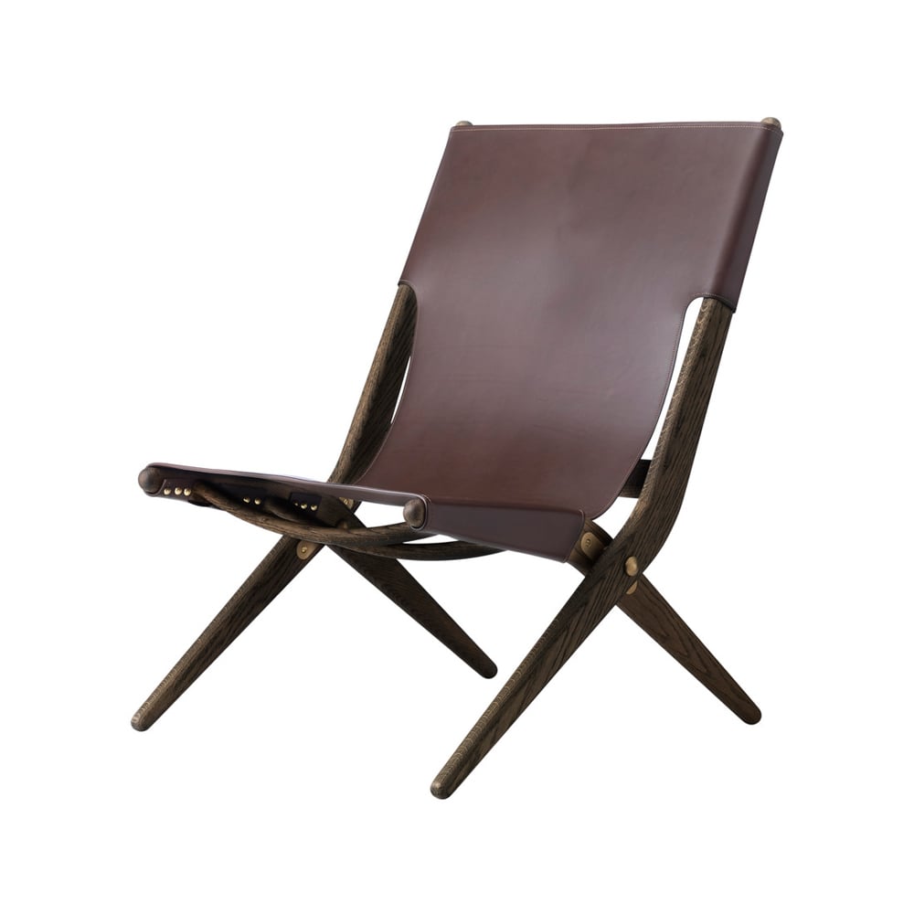 Audo Copenhagen Saxe armchair Leather brown, brown oiled oak legs