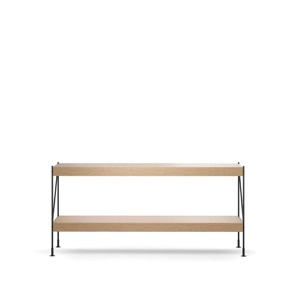 Audo Copenhagen Zet shelving system Natural oak, 1x2, black steel base