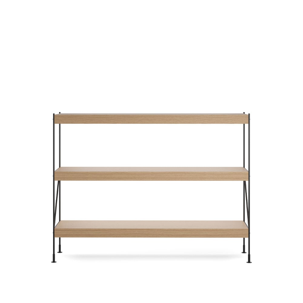 Audo Copenhagen Zet shelving system Natural oak, 1x3, black steel base