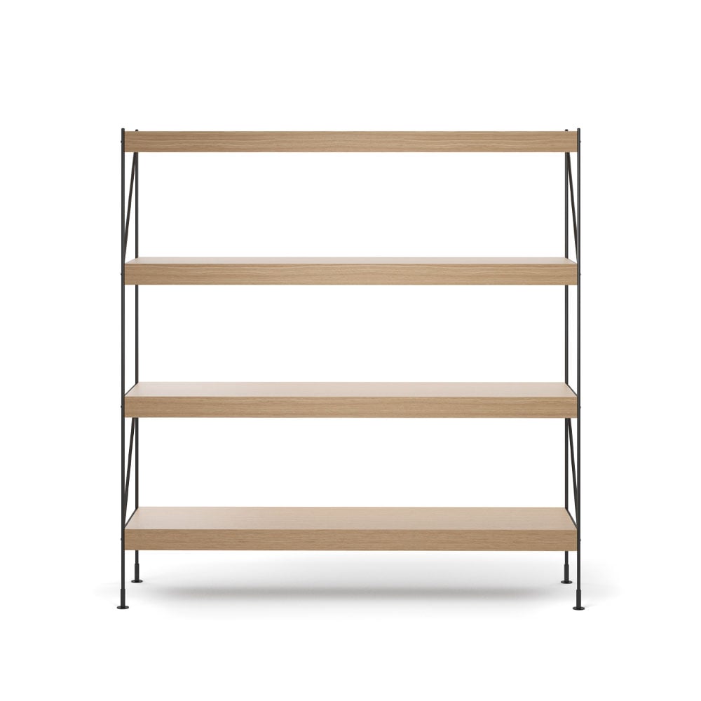 Audo Copenhagen Zet shelving system Natural oak, 1x4, black steel base