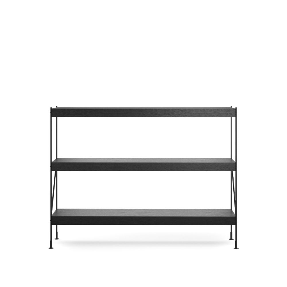 Audo Copenhagen Zet shelving system Oak black stained, 1x3, black steel base