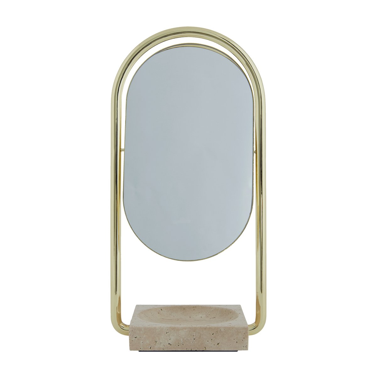 AYTM ANGUI table mirror 17.2x35 cm Gold/travertine