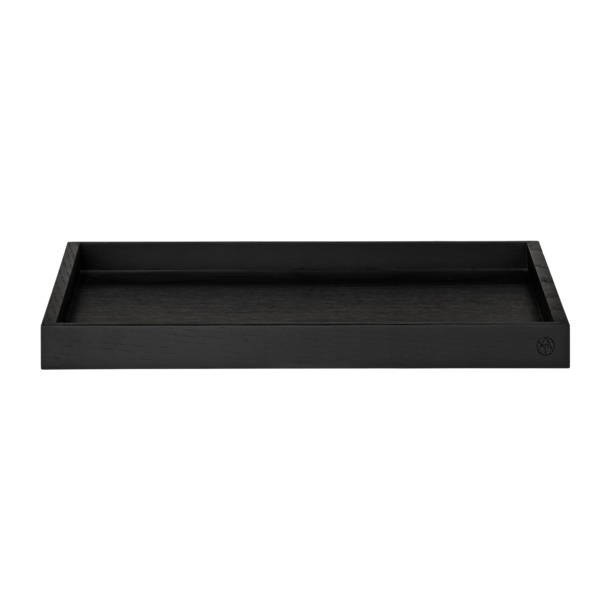 Black wooden shop tray