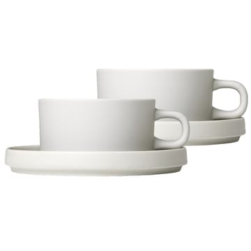 Pilar mug with saucer 2-pack - Moonbeam - blomus