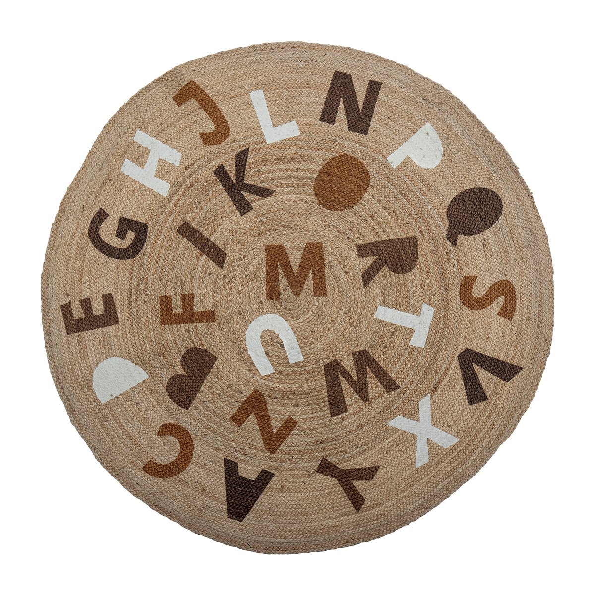 Bloomingville Dinne jute rug Ø130 cm Alphabet