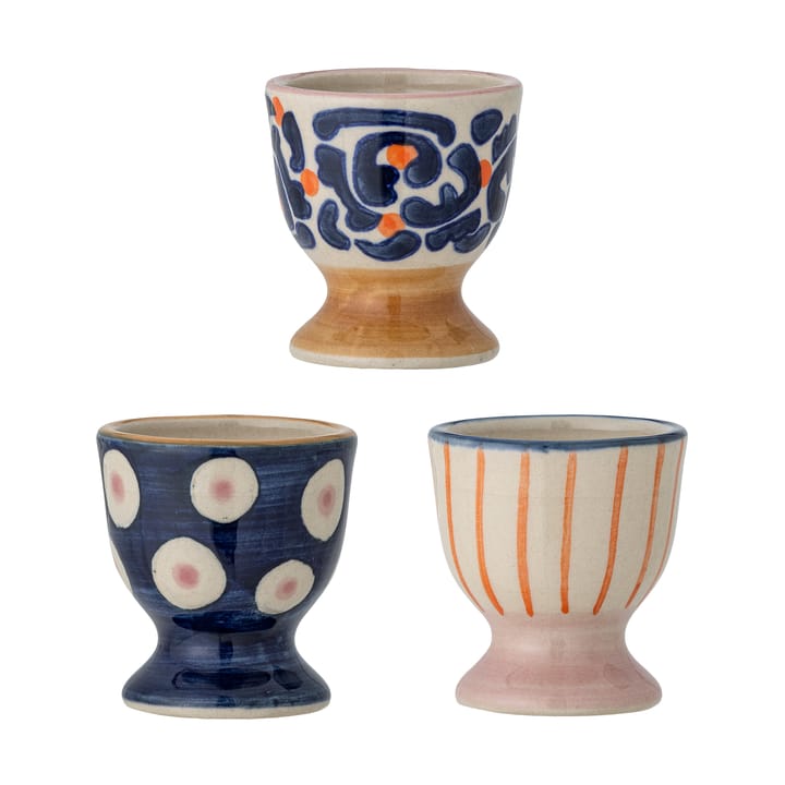 Eviaya egg cup 3 pieces - Blue-multi - Bloomingville