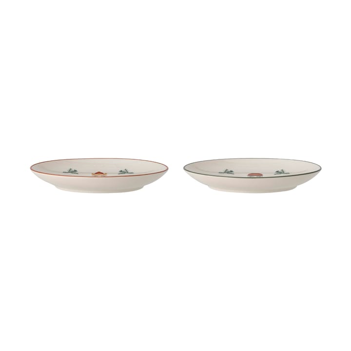 Jolly side plate Ø16 cm 2 pieces - White-red - Bloomingville