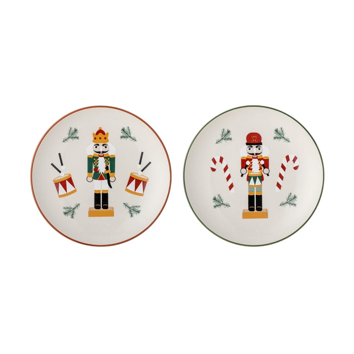 Jolly side plate Ø16 cm 2 pieces - White-red - Bloomingville