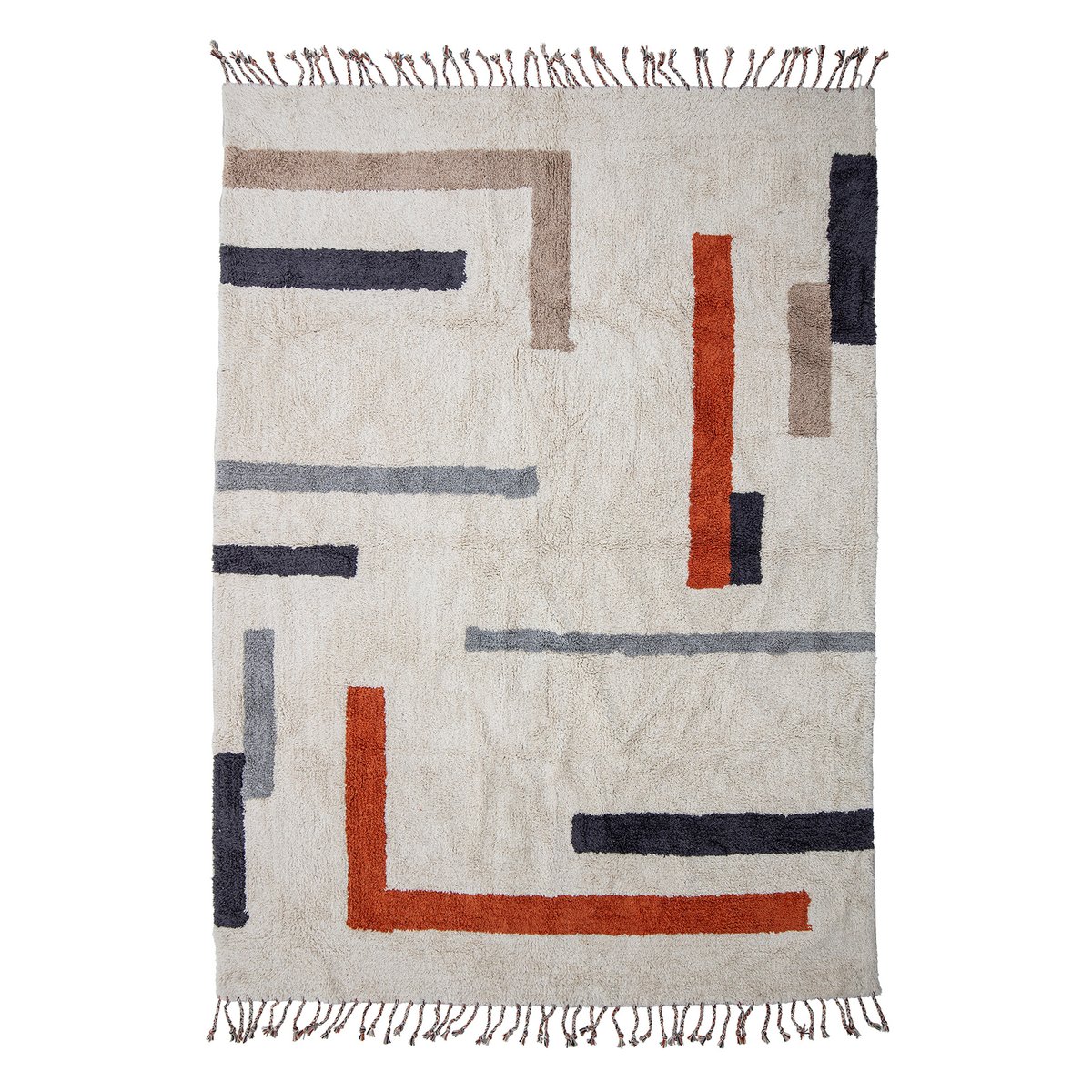 Bloomingville Jue rug 140x200 cm Natural | Scandinavian Design | Woven cotton rugs | Multi